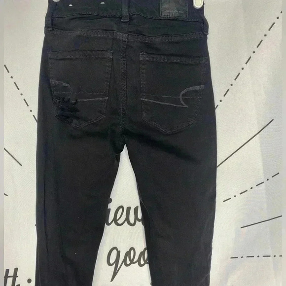 American Eagle Black Distressed Super Stretch High Rise Jegging Jeans - Picture 6 of 9